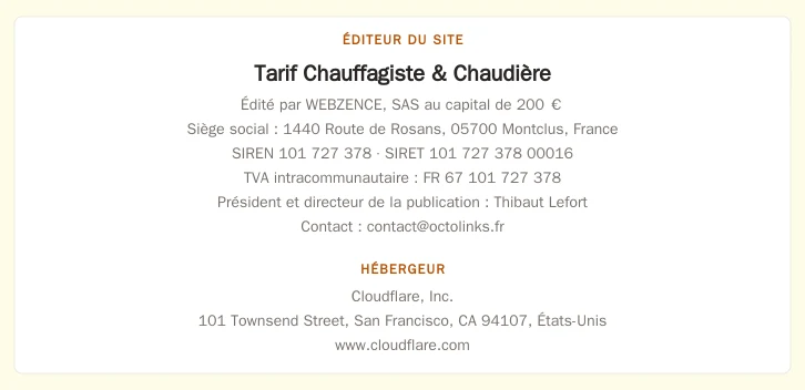 Coordonnées légales de l’éditeur et de l’hébergeur du site